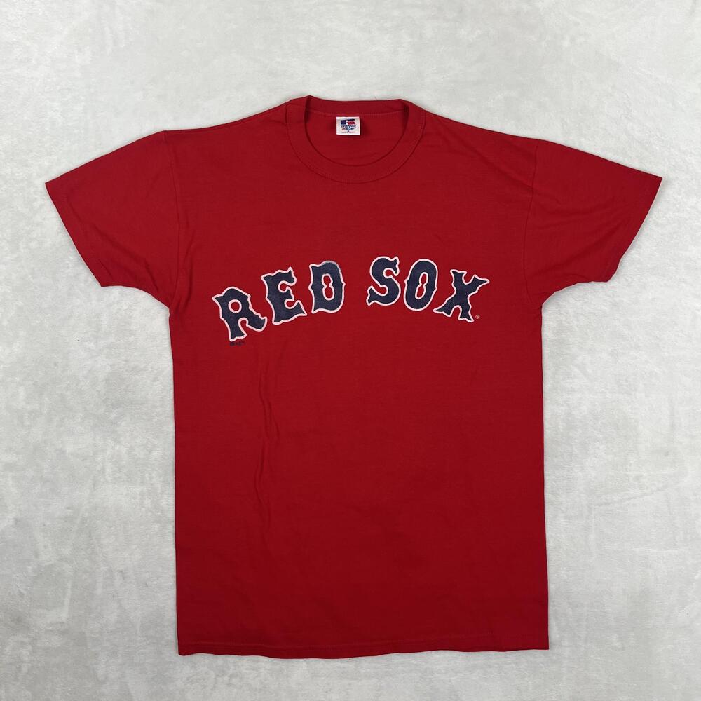 Vintage Boston Red Sox T-Shirt Mens Small Red MLB Baseball Russell Athletic